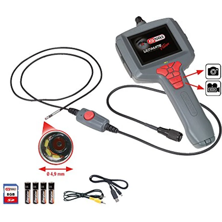 KS Tools 550.7049 ULTIMATEvision MASTER Videoskop-Satz, 6-tlg., flexibel 1m, Ø4,9mm, mit drei dimmbaren Mini-LED-Lampen – Bild 2