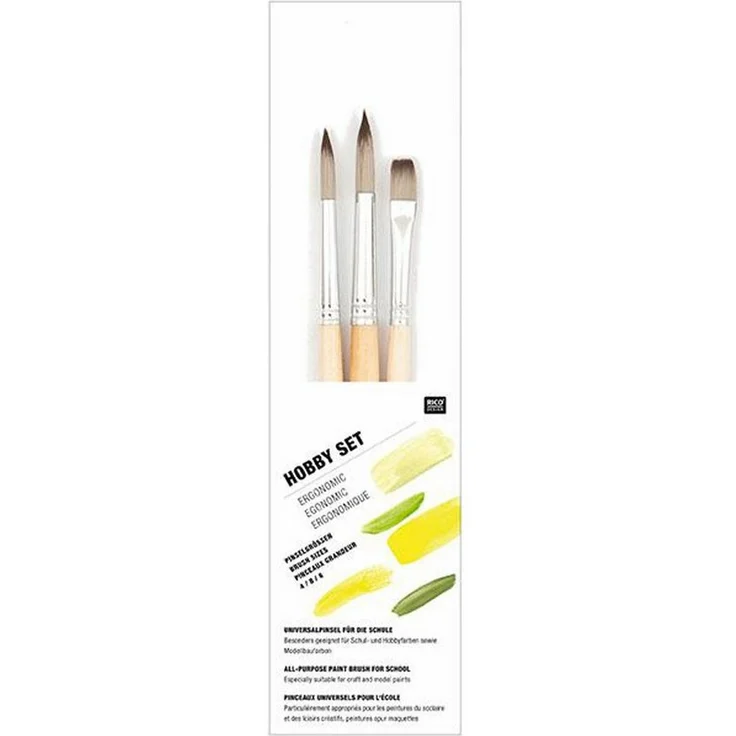 Rico Design Pinsel Hobby Set 3-tlg., ergonomisches Malerpinsel-Set – Bild 1