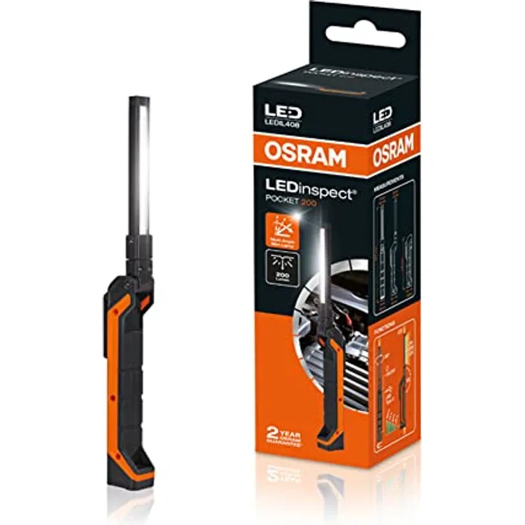 OSRAM LEDIL408 LEDinspect POCKET200, schlanke Inspektionsleuchte, 6500K, wiederaufladbare LED Arbeitsleuchte, magnetisch, biegsam
