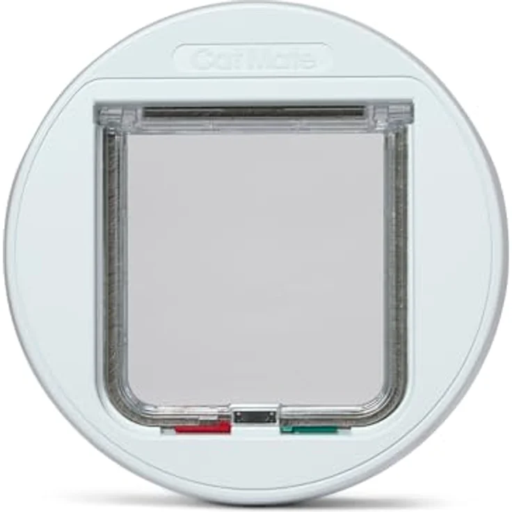 Kerbl Katzenklappe Cat Mate® 4-Wege Katzentüre, ø 245 mm, weiß, mit Magnetverschluss und manipulationssicherer Schiebeverriegelung – Bild 1