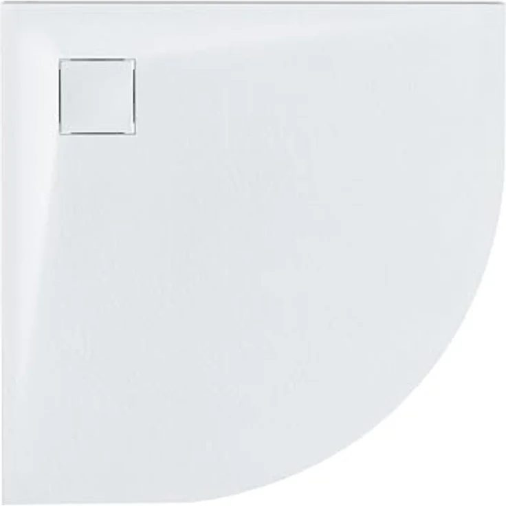 Beliani Duschwanne Weiß SMC-Masse Steinoptik Flach Halbrund 90x90 cm mit Eckablauf Ablaufgarnitur Ablaufrinne Schürze 3 cm Hoch Duschtasse - Naturstein-Optik, Antirutschfläche, Modernes Design – Bild 1