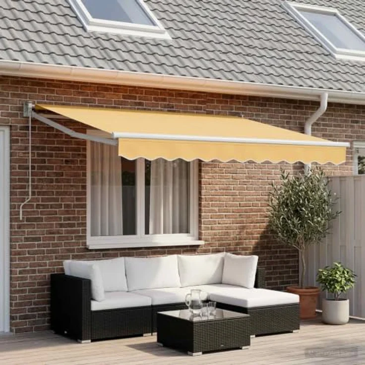vidaXL Markise Markisenersatzstoff Sand, Wetterfestes Polyester 431 x 295 cm mit UV- und Wasserbeständigkeit – Bild 2