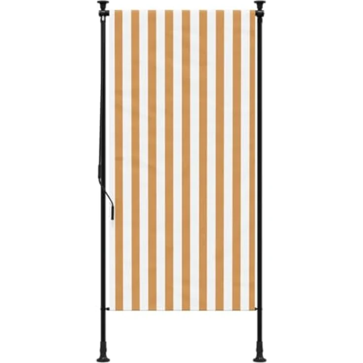vidaXL Außenrollo, Senkrechtmarkise mit Kurbel, Einziehbar Sichtschutz für Terrasse Balkon, Sonnenschutzrollo, Orange Weiß 100x270cm Stoff Stahl – Bild 3