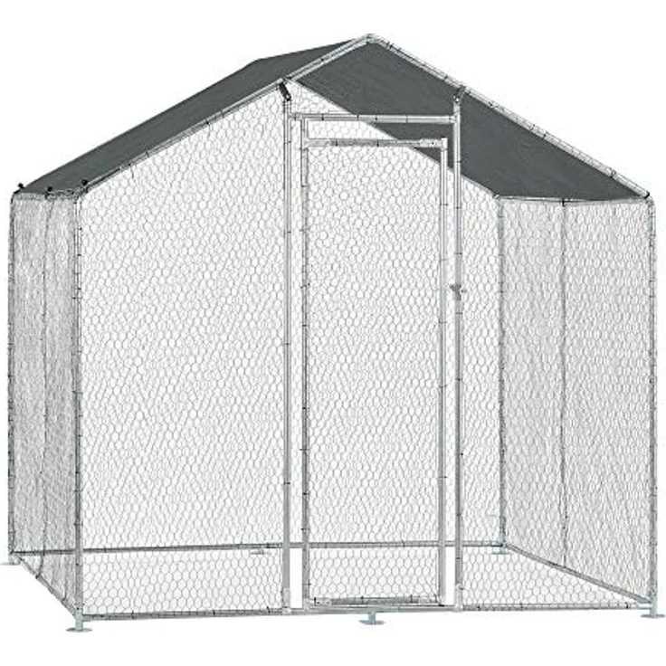 pro.tec Freigehege »Wels« mit Sonnendach, ideal für Kleintiere, 2 x 2 x 2 m, Silber mit dunkelgrünem Dach – Bild 3
