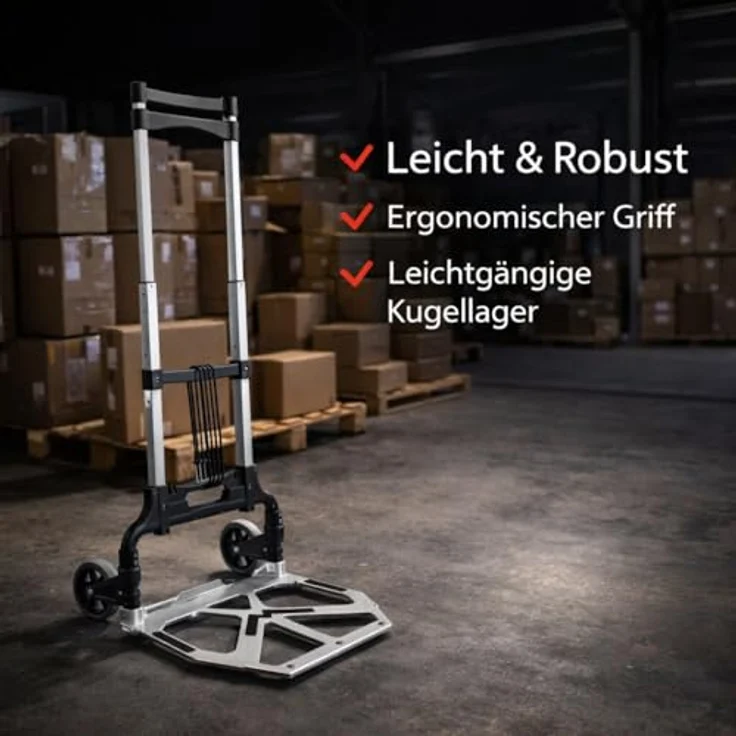 BigDean Klappbare Sackkarre aus Aluminium, Transportkarre bis 70 kg mit 110 cm Teleskopgriff, Anti-Rutsch-Pads und 2 Expanderseilen, 3,4 kg Leichtgewicht, Soft-Räder – Bild 5