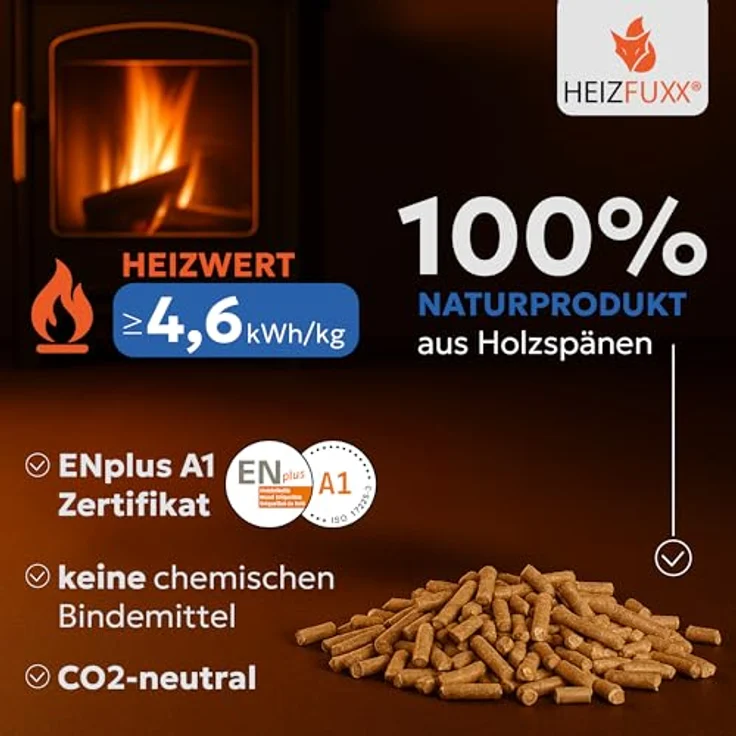 HEIZFUXX Holzpellets Blue Palette 975 kg (65 x 15 kg) - 6mm Weichholz Pellets mit hohem Heizwert & geringem Ascheanteil für Kamin, Ofen und Grill – Bild 3