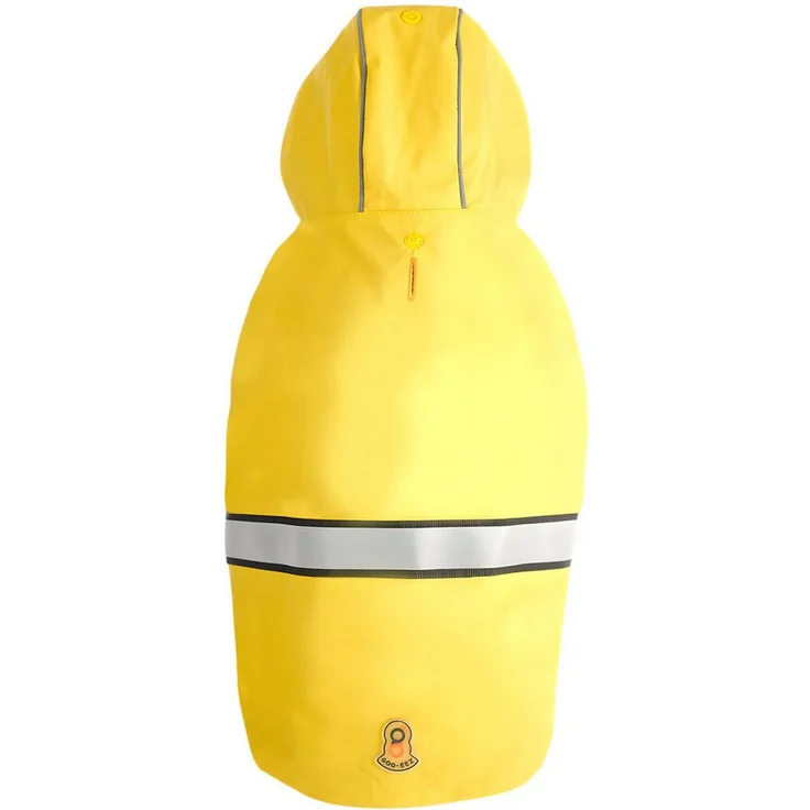 Goo-eez Hunderegenmantel Reflective Hooded, wasserdichte Regenjacke in gelb/grau mit optimierter Passform und reflektierendem Besatz