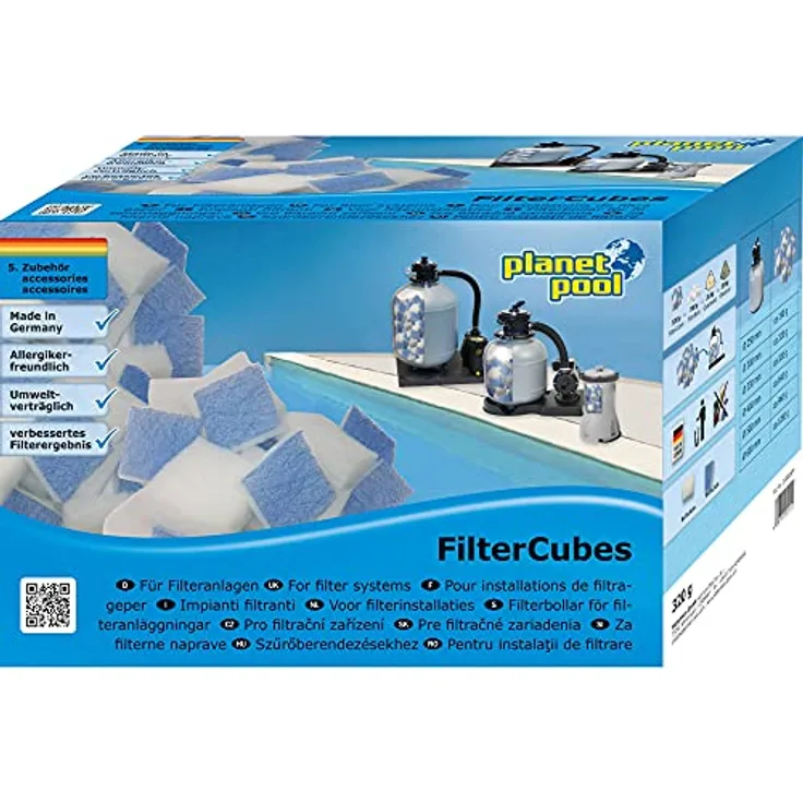 Planet Pool Filtercubes 320g, Hochleistungsfilter für Sandfilteranlagen, feine Struktur und hohe Schmutzaufnahmefähigkeit