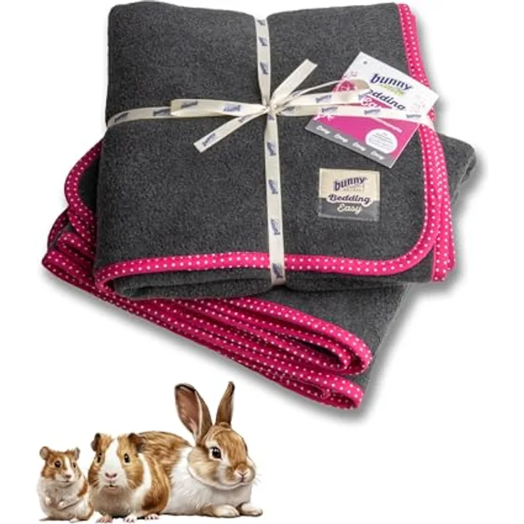 bunny NATURE Bedding Easy Pink - Waschbare Pipi-Pads für Meerschweinchen, Kaninchen - Kleintier Decke - Weicher Fleece & Saugstarker Molton - Antiallergisch
