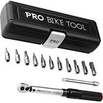 PRO BIKE TOOL 1/4 Satz Drehmomentschlüssel - Wartungsset für Fahrrad, Straßen- und Mountainbikes - inkl. Innensechskantschlüssel und Torx-Stecknüssen - 2 bis 20 Nm, Chrom, Ratschenwerkzeug mit präziser Einstellung