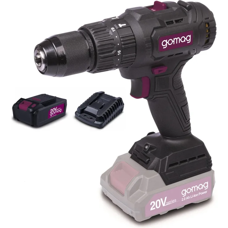 Scheppach Gomag Akku-Schlagbohrschrauber GO-SBS60BL, 20 V mit 4 Ah Akku, 60 Nm Drehmoment, inkl. LED-Arbeitsleuchte und Gürtelclip