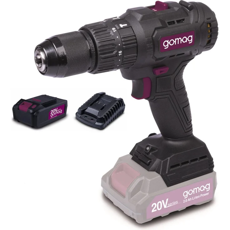 Scheppach Gomag Akku-Schlagbohrschrauber GO-SBS60BL, 20 V mit 4 Ah Akku, 60 Nm Drehmoment, inkl. LED-Arbeitsleuchte und Gürtelclip