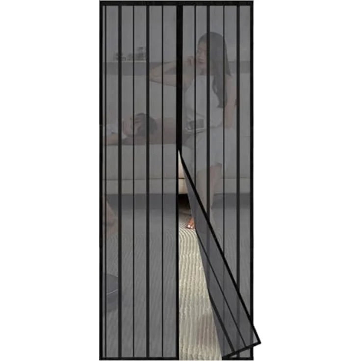 Sekey Magnet Fliegengitter Balkontür, Türvorhang Insektenschutz für Schiebetüren, 120x230cm, schwarz, ohne Bohren, einfache Montage – Bild 1