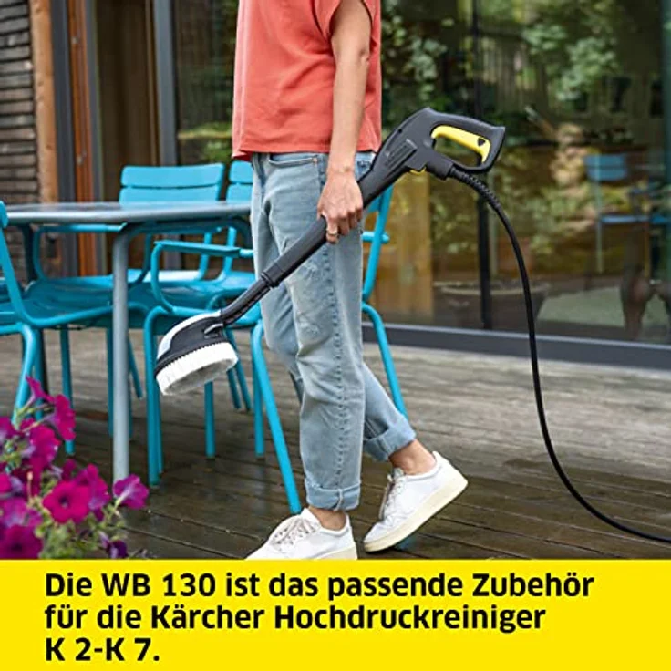 Kärcher Rotierende Waschbürste WB 130, mit Universalbürstenaufsatz, Zubehör für die Kärcher Hochdruckreiniger K 2-K 7, austauschbarer Bürstenaufsatz, Anwendung: Fenster, Gartenmöbel, Fahrzeuge – Bild 2