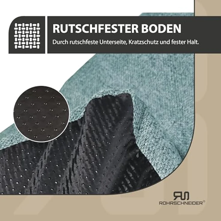 Rohrschneider Hundebett Made in EU | Hundematte mit Anti-Rutsch | strapazierfähiges Hundekissen für kleine, mittelgroße & große Hunde | Katzenbett | inkl. Futternapf | Gr. 3 (türkis, 120 x 75 x 7 cm) – Bild 5