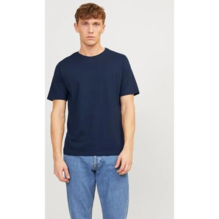 Jack & Jones Herren Organic Basic Shirt Multipack, 5 Stück, Schwarz, Weiß, Blau, Rundhalsausschnitt, Größe XXL – Bild 3