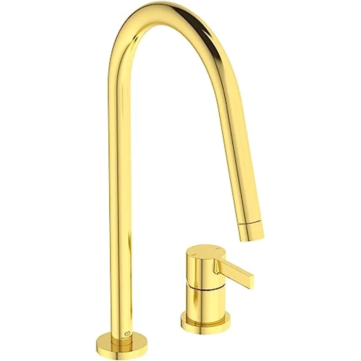 Ideal Standard BD422A2 Gusto Küchenarmatur runder Auslauf, Ausladung 243mm, Gold (Brushed Gold)