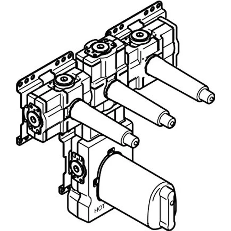 Dornbracht xTool UP-Thermostatmodul mit 3 Ventilen 3/4", Bausatz-Vormontage - 3553497090, DR-Messing, bleifrei, schwarz