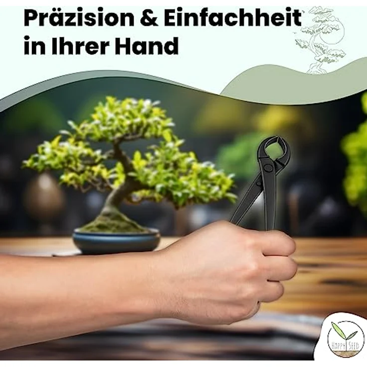 HappySeed Gartenschere Bonsai Werkzeug-Set Profi 4-teilig aus Stahl mit praktischer Tasche, grün – Bild 6