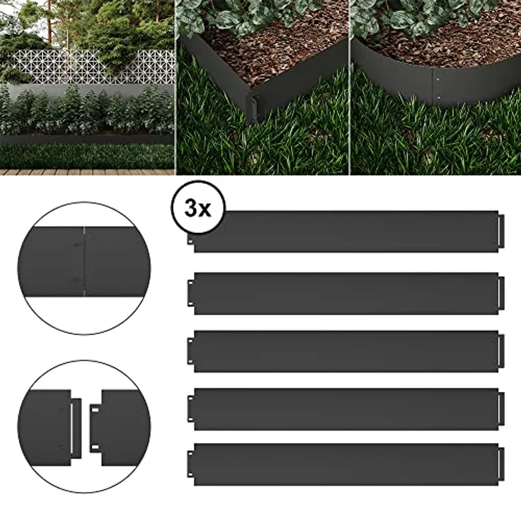 Rasenkante Metall 100x18cm Länge 15m Höhe 18cm Beeteinfassung Mähkante – Bild 2