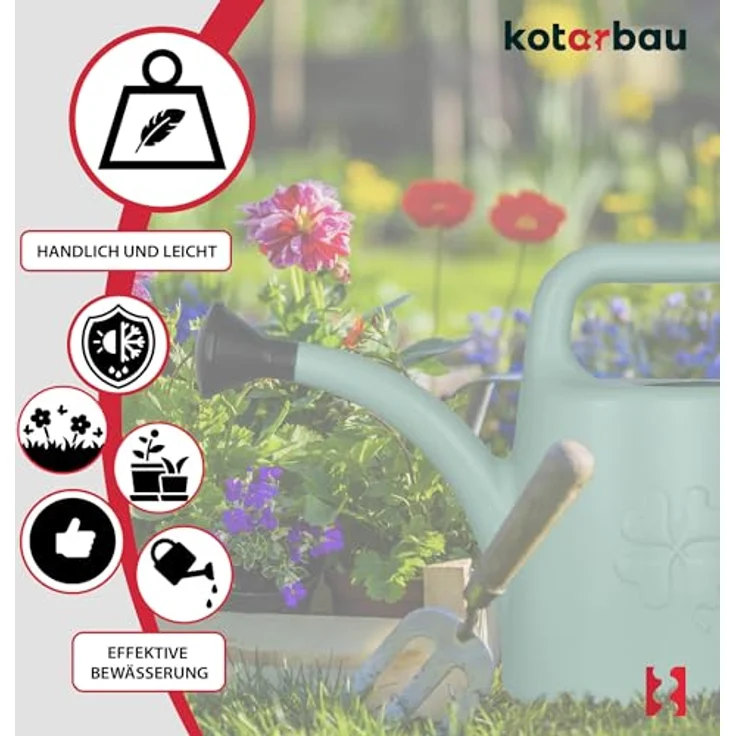 KOTARBAU® Gießkanne 1,8 L, Blumengießkanne mit Abnehmbarer Brause, salbei – Bild 5