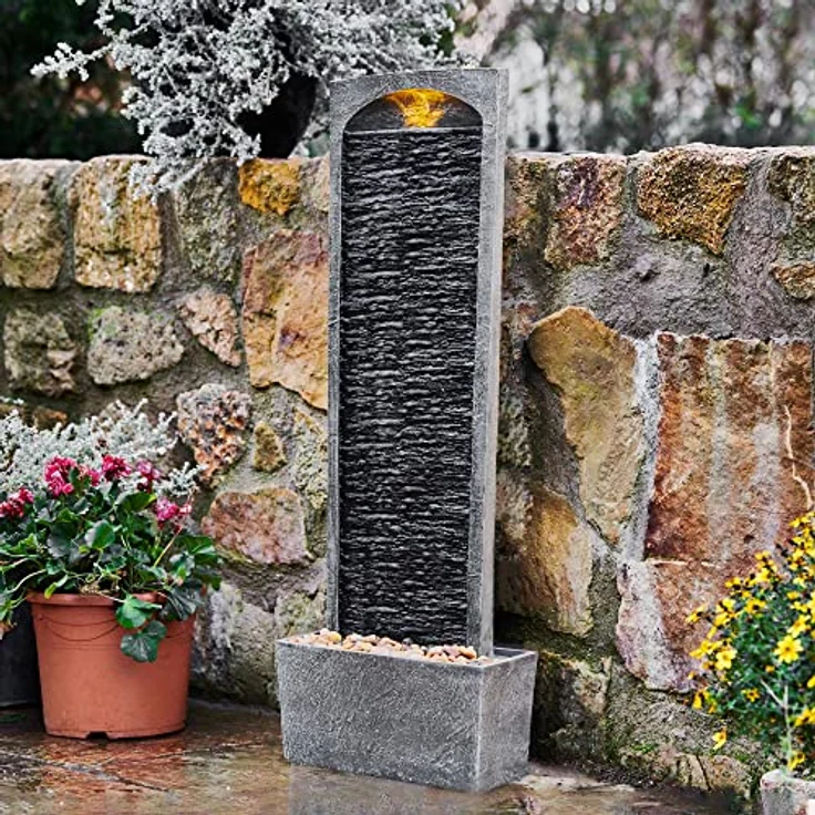 Peaktop - Garten Terrasse Stein 38 Zoll aufrechter Wasserfall Brunnen RJ-19041-EU – Bild 3