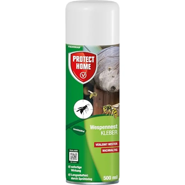 PROTECT HOME Wespennest Kleber 500 ml - Insektizidfreie Bekämpfung von Wespennestern, Wirkung über mehrere Tage, Powerdüse (blau)