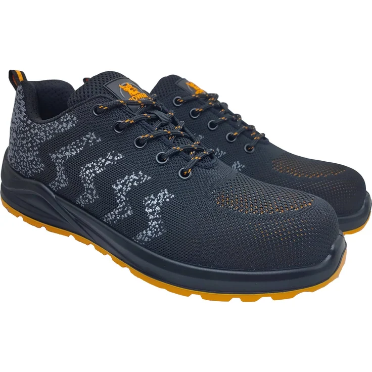 Power Safe Sicherheitshalbschuh Timo S1, schwarz/orange, mit Stahlkappe und rutschfester PU-Laufsohle