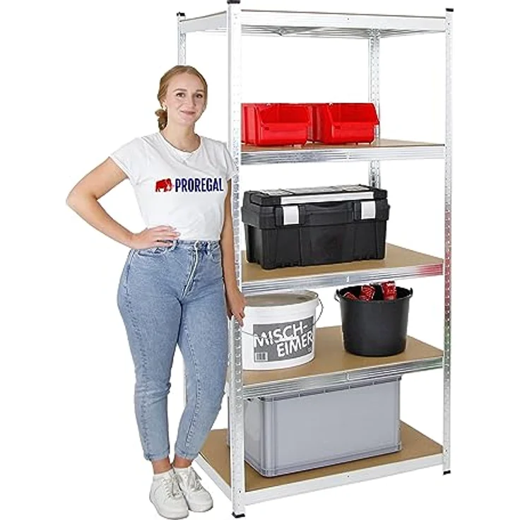 Proregal Schwerlastregal Mega Deal Ragnar, 180x90x60 cm, 5 Böden, Traglast 175 kg pro Boden, verzinkt – Bild 6