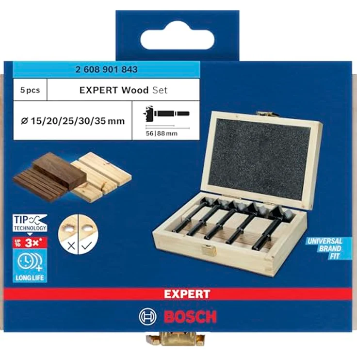 Bosch Accessories Forstnerbohrer-Set 2608901843, Mehrzweckbohrer für Holz mit gewelltem Schneidrand für saubere, ausrissfreie Bohrungen – Bild 4