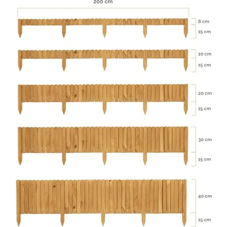 Garronda Rasenkante Beeteinfassung aus Holz, flexibles Rollborder 200 x 30 cm, hellbraun, für Garten und Beetbegrenzung – Bild 2