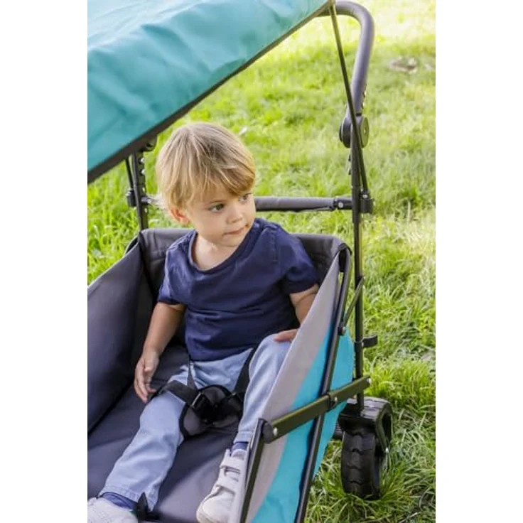 Outdoor active Bollerwagen ''Petrol'', faltbar mit Dach und Taschen, handlicher Handwagen – Bild 3