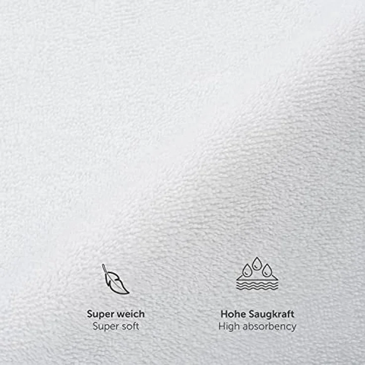Blumtal Saunatuch 80x200 cm, Weiß, Oeko-Tex® Standard 100, 100% Baumwolle, hohe Saugfähigkeit, mit Aufhängeschlaufe – Bild 5