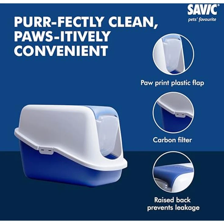 Savic Katzentoilette Nestor blau, mit aufklappbarer Front und Aktivkohle-Filter – Bild 4