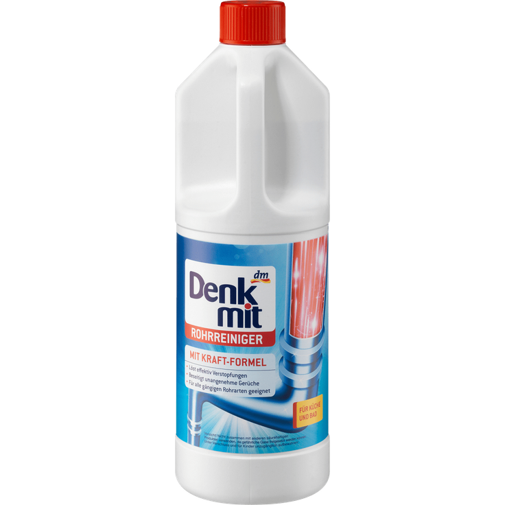 Denkmit Rohrreiniger, 1 l, Löst effektiv Verstopfungen und mit Kraft-Formel