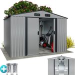 Gardebruk GARDEBRUK® XXL Metall Gerätehaus 5m² mit Fundament 260x205x180cm Schiebetür Metallic-Anthrazit Geräteschuppen Gartenhaus 9m³ - Preisvergleich