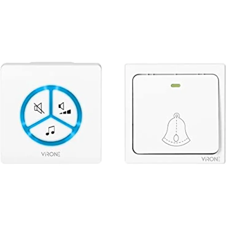 Virone WAYO AC Batterieloser Funkklingel Wasserdicht 25 Klingeltöne, Optische und Audio Signalisierung, 230V