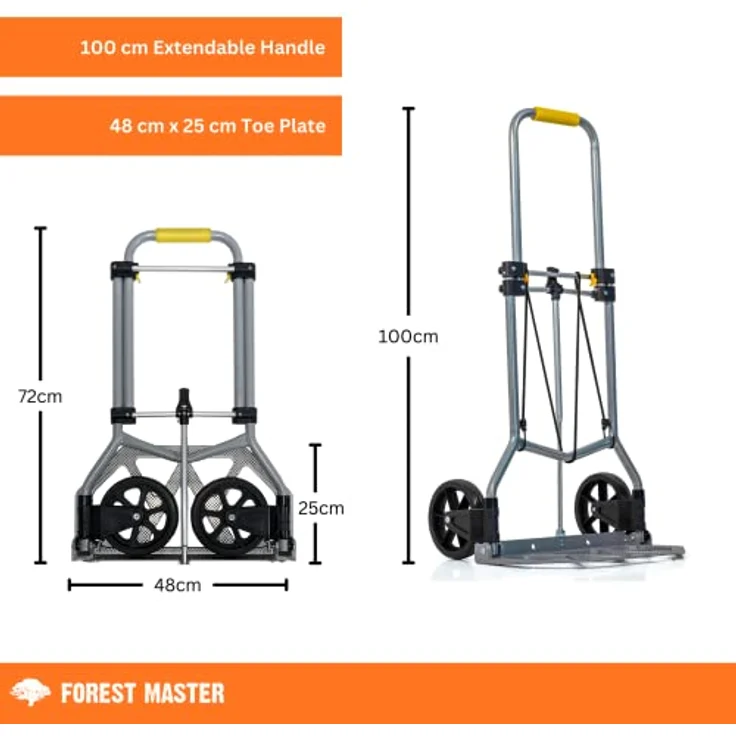 ECI Tools Sackkarre Teleskop Sackkarre klappbar 90 Kg ZHT-90 Lastenkarre Gepäck Lasten, belastbar bis 90 Kg, pannensichere Hartgummireifen – Bild 4