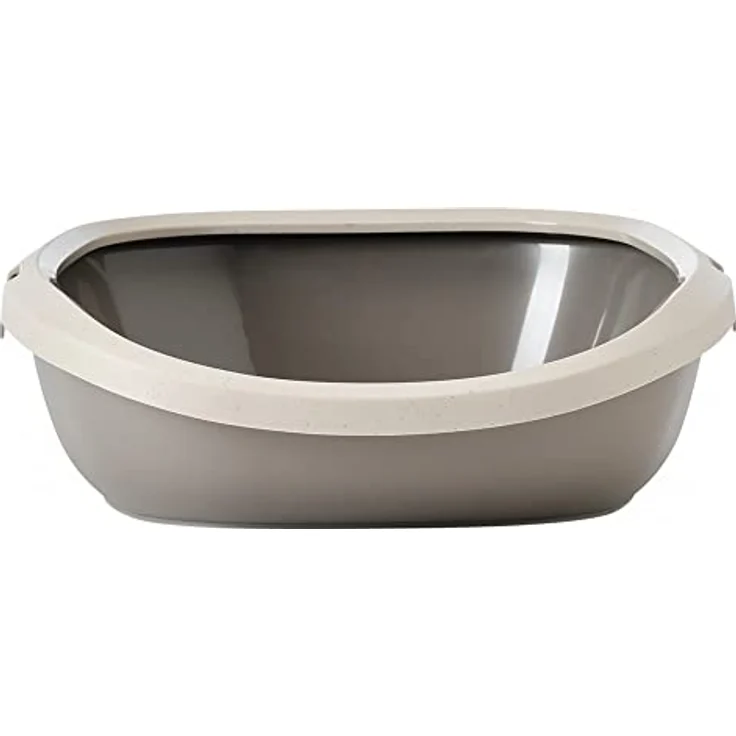 Savic Katzentoilette Gizmo Taupe, 44x35,5x12,5 cm, aus recyceltem Material, mit abnehmbarem Rand, Grau – Bild 2