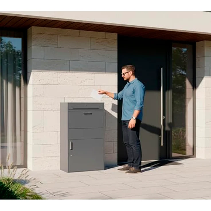 Westmann Briefkasten 'Pavo' mit Paketbox, abschließbare Wetterfeste Stahlkonstruktion in Anthrazit, 72 x 128 x 45 cm – Bild 9