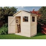 Storehaus Geräteschuppen Stefanie S mit Satteldach, Gartenhaus klein B 186 x T 126 cm, Gerätehaus aus Fichtenholz inkl. Fundamentrahmen, 2,34 m² Grundfläche, Nut-und-Feder-Bauweise, 12 mm Wandstärke