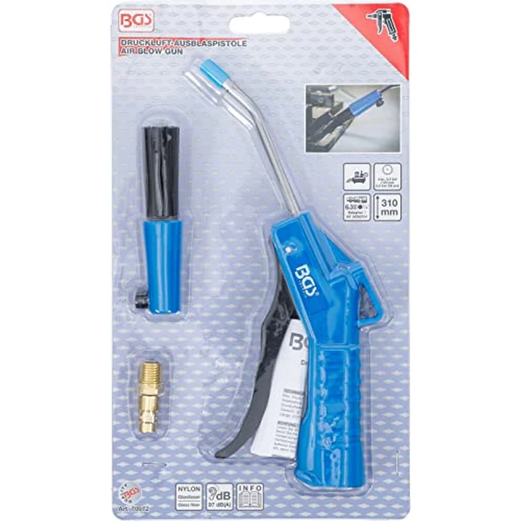 BGS TECHNIC Druckluft-Ausblaspistole mit Pinsel, für tiefgehende Reinigung und Entstaubung, 310 mm, max. 8,3 bar – Bild 7