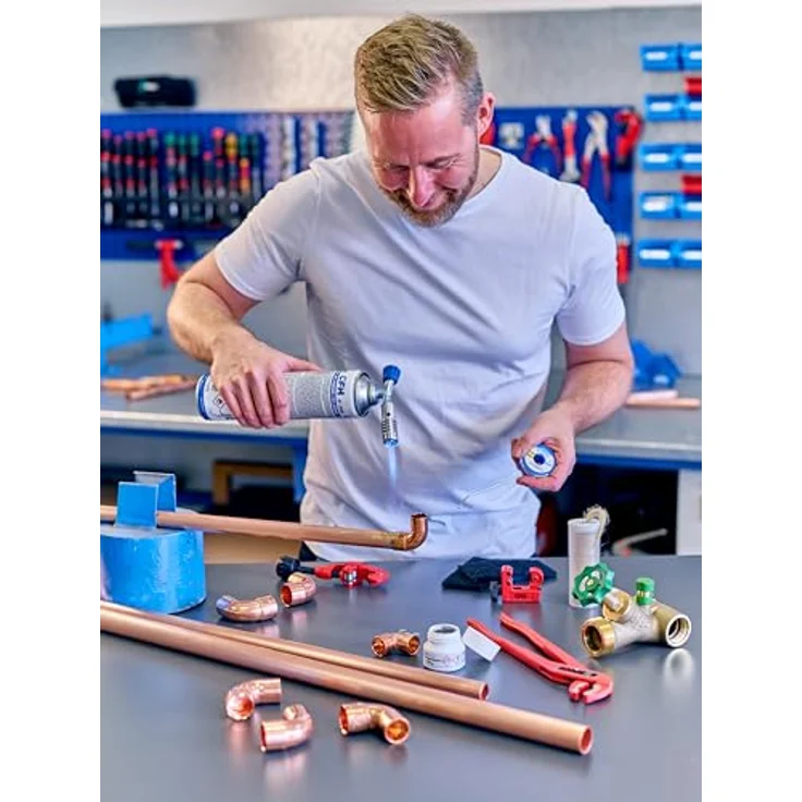 CFH Universaldruckgasdose AT 2000, Druck Gas Dose mit 330 g Propan/Butan-Gemisch, Schraubanschluss nach DIN EN 521, TÜV SÜD geprüft – Bild 2