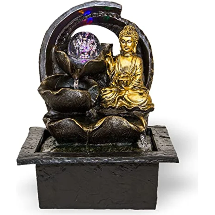 Zimmerbrunnen BUDDHA mit LED-Beleuchtung Karana mit Kugel – Bild 2