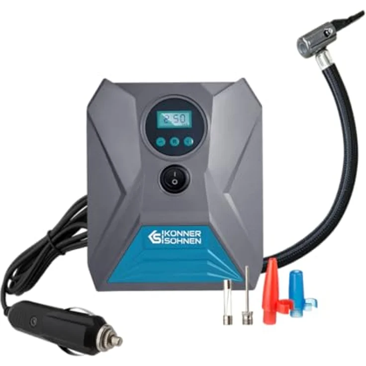 K&S Könner&Söhnen KS P10 Tragbare Elektronische Luftpumpe 12V Autoreifen Pumpe 120 W Elektrisch Luftkompressor 150 Psi Kabellänge 3 m Auto Luftpumpe Fahrradpumpe LED-Licht Automatische Abschaltung, Schwarz – Bild 5