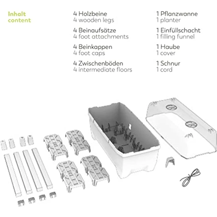 Sammy Salad - Balkonhochbeet - 15 L Wassertank mit Bewässerungssystem - inklusive Wasserstandsanzeige - 40 L Erdvolumen - abnehmbare Haube - 79 x 37 x 95cm - Hochbeet – Bild 5