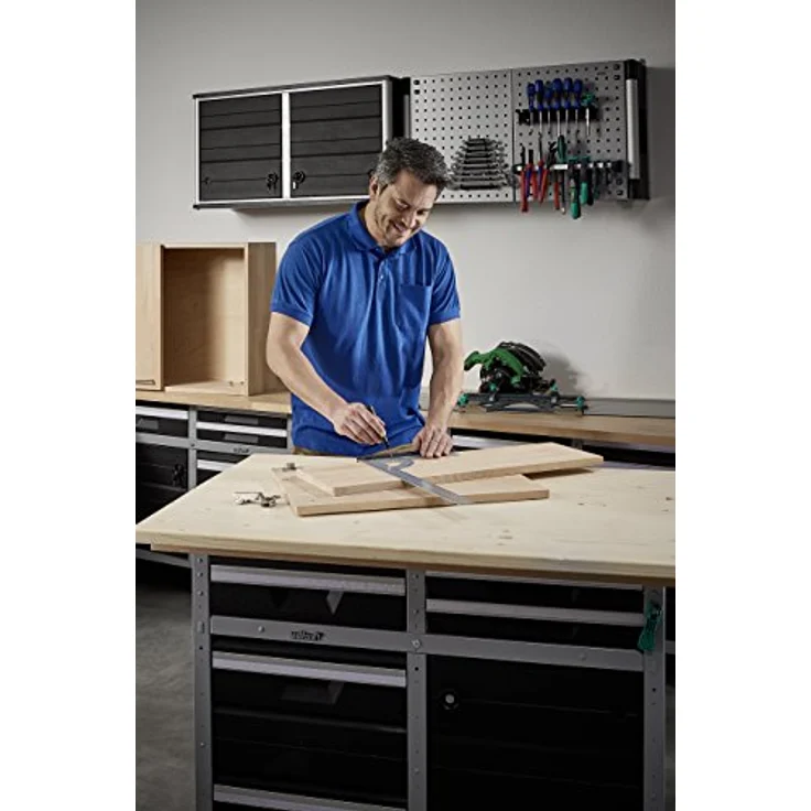 wolfcraft Universalwinkel 5206000 Winkelmesser mit 500 mm Schenkellänge zum präzisen Anreißen & Zeichnen mit 90° Anschlagwinkel & abnehmbarer Winkelschiene – Bild 3