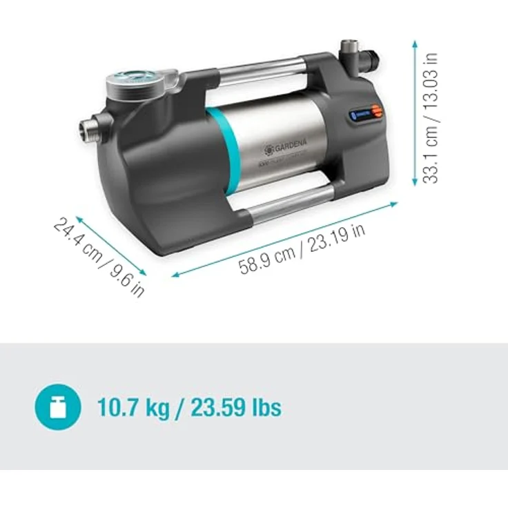 Gardena Gartenpumpe 6300 SilentComfort, Extra leise Bewässerungspumpe mit App Steuerung, Fördermenge 6300 l/h, rostfreier Edelstahl, stromsparend, wasserfest, Trockenlaufsicherung (9058-20) – Bild 4