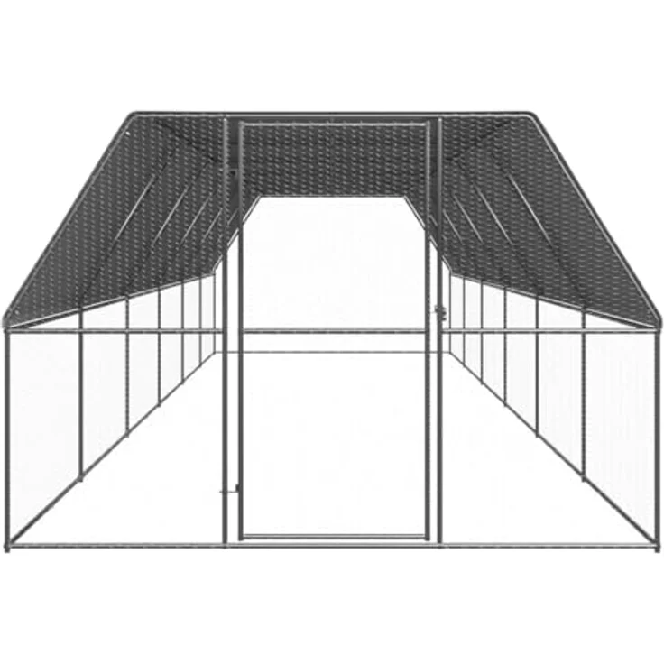 vidaXL Hühnerstall, Outdoor-Hühnerkäfig aus verzinktem Stahl, 3x12x2 m, silbern mit wasserabweisendem Dach und Tür mit Schloss – Bild 4