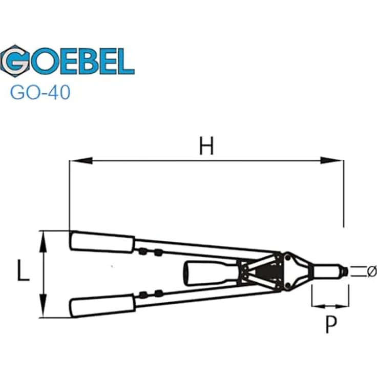 GOEBEL® GO-40 Hand Blindnietsetzgerät, Profi-Industrie-Qualität für Blindnieten ø 3,2 - 6,4 mm, leichtes Aluminiumgehäuse, inkl. Mundstücke und Schraubenschlüssel – Bild 3